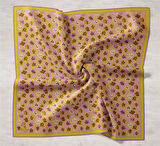 Silk Home Yeşil Lila Çıtır Çiçek Desenli Tivil İpek Eşarp-11428-06