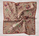 Silk Home Kahverengi Desenli Tivil İpek Eşarp 11433-02