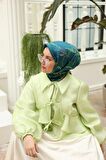 Silk Home Yeşil Pembe Desenli Tivil İpek Eşarp 11433-29