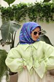 Silk Home Saks Vizon Desenli Tivil İpek Eşarp 11432-01