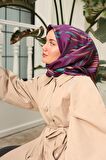 Silk Home Mürdüm Desenli Tivil İpek Eşarp 11432-04