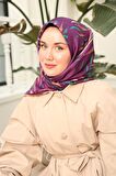 Silk Home Mürdüm Desenli Tivil İpek Eşarp 11432-04
