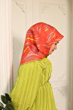 Silk Home Turuncu Sarı Desenli Tivil İpek Eşarp 11432-18