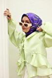 Silk Home Mor Yeşil Desenli Tivil İpek Eşarp 11432-20