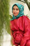 Silk Home Yeşil Pembe Desenli Tivil İpek Eşarp 11432-36