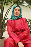 Silk Home Yeşil Pembe Desenli Tivil İpek Eşarp 11432-36