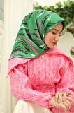 Silk Home Yeşil Pembe Desenli Tivil İpek Eşarp 11432-58