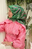 Silk Home Yeşil Pembe Desenli Tivil İpek Eşarp 11432-58