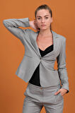Parlak Çizgili Blazer Ceket 
