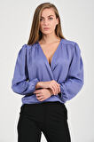 Kuruvaze Kapamalı Saten Bluz