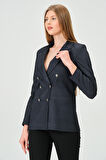 Desenli kumaştan Blazer Ceket 