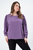 Büyük Beden Kolları Büzgülü Bluz