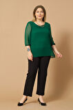 Büyük Beden Pilise Detaylı Bluz