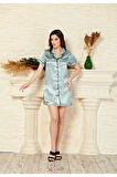Lingerie Saten Ara Biyeli Tunik Yeşil 5102