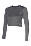 Kadın Hml Dolby Crop Uzun Kol T-Shirt - Gri | L