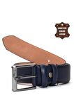 Pierre Cardin PC401 Erkek 4 cm Hakiki Deri Kemer Lacivert