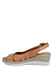 Mammamia D24YS-1390 Kadın Dolgu Topuk Sandalet Taba