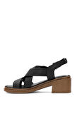 Mammamia D25YS-2560 Kadın Hakiki Deri Topuklu Sandalet Siyah