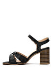 Venüs 2108520Y Kadın Hakiki Deri Topuklu Sandalet Siyah