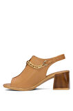 Pierre Cardin PC-54632 Kadın Hakiki Deri Topuklu Sandalet Taba
