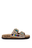 Guja 25Y102-2 Kadın Taşlı Düz Terlik Camel