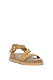 Mammamia D25YS-5240 Kadın Hakiki Deri Düz Sandalet Camel