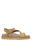 Mammamia D25YS-5240 Kadın Hakiki Deri Düz Sandalet Camel