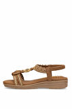 Guja 25Y120-4 Kadın Taşlı Düz Sandalet Camel