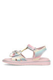 Elit J-F-600-25Y Filet Kız Çocuk Düz Sandalet Gökkuşağı