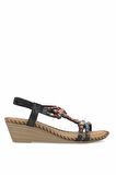 Guja 25Y151-6 Kadın Taşlı Dolgu Topuk Sandalet Siyah