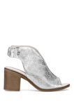 Mammamia D25YS-2915 Kadın Hakiki Deri Topuklu Sandalet Gümüş