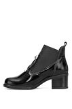 Mammamia D25KB-1805 Kadın Hakiki Rugan Deri Topuklu Bot Siyah
