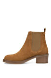 Elit Evelindra Kadın Hakiki Süet Deri Chelsea Bot Taba