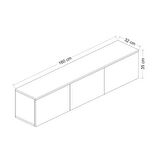 Neon Duvara Monte 3 Kapaklı TV Sehpası – 160 cm – Minimal Tasarım, Beyaz/Safir Meşe