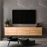 Neon Duvara Monte 3 Kapaklı TV Sehpası – 160 cm – Minimal Tasarım, Atlantik Çam