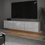 T0020 Alston 3 Kapaklı Duvara Monte Tv Ünitesi – LED Işıklı, Modern Tasarım, 160 cm