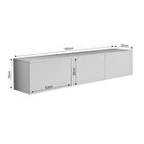 T0020 Alston 3 Kapaklı Duvara Monte Tv Ünitesi – LED Işıklı, Modern Tasarım, 160 cm