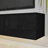 T0020 Alston 3 Kapaklı Duvara Monte Tv Ünitesi – LED Işıklı, Modern Tasarım, 160 cm
