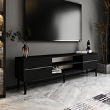 Aragon Modern TV Sehpası – 140 cm, 2 Kapaklı + 2 Açık Raflı, Siyah & Beyaz Renk Seçenekli Tv Ünitesi