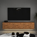 T0020 Alston 3 Kapaklı Duvara Monte Tv Ünitesi – LED Işıklı, Modern Tasarım, 160 cm