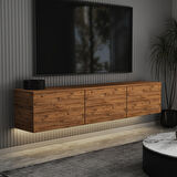 T0020 Alston 3 Kapaklı Duvara Monte Tv Ünitesi – LED Işıklı, Modern Tasarım, 160 cm
