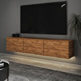 T0020 Alston 3 Kapaklı Duvara Monte Tv Ünitesi – LED Işıklı, Modern Tasarım, 160 cm