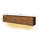 T0020 Alston 3 Kapaklı Duvara Monte Tv Ünitesi – LED Işıklı, Modern Tasarım, 160 cm