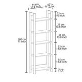 Country Dekoratif 5 Raflı Ev-ofis Kitaplık, Modern Kütüphane Antik Ceviz