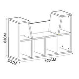 Livora Minderli Kitaplık - Oturma Alanlı 103 cm Minimalist Tasarım