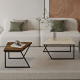 Verona İkili Orta Sehpa – Modern Tasarım Metal Ayaklı Sehpa Seti