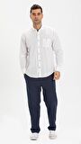 Uzun Kol Dar Kalıp Şile Bezi Erkek Gömlek Beyaz 30