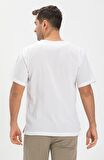 Kısa Kol Şile Bezi Zımbalı Erkek Tshirt Beyaz