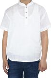 Kısa Kol Şile Bezi Bodrum Erkek Çocuk Tshirt Beyaz