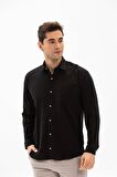 Uzun Kol Şile Bezi Erkek Gömlek Siyah 3003